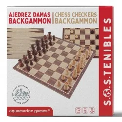 AJEDREZ, DAMAS Y BACKGAMMON 31x31x5cm