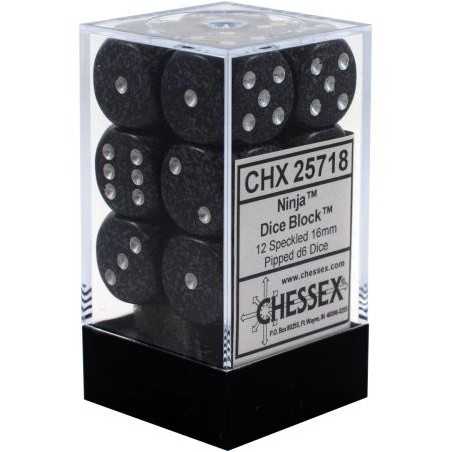 SET DE 12 DADOS D6 16MM MOTEADOS NINJA