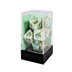 SET DE 7 DADOS MARMOLEADO VERDE C/VERDE OSCURO