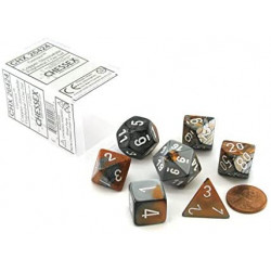 SET DE 7 DADOS GEMINI COBRE-ACERO C/BLANCO