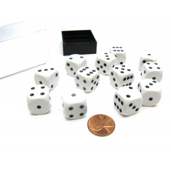 SET DE 12 DADOS D6 16MM OPACOS BLANCO C/NEGRO